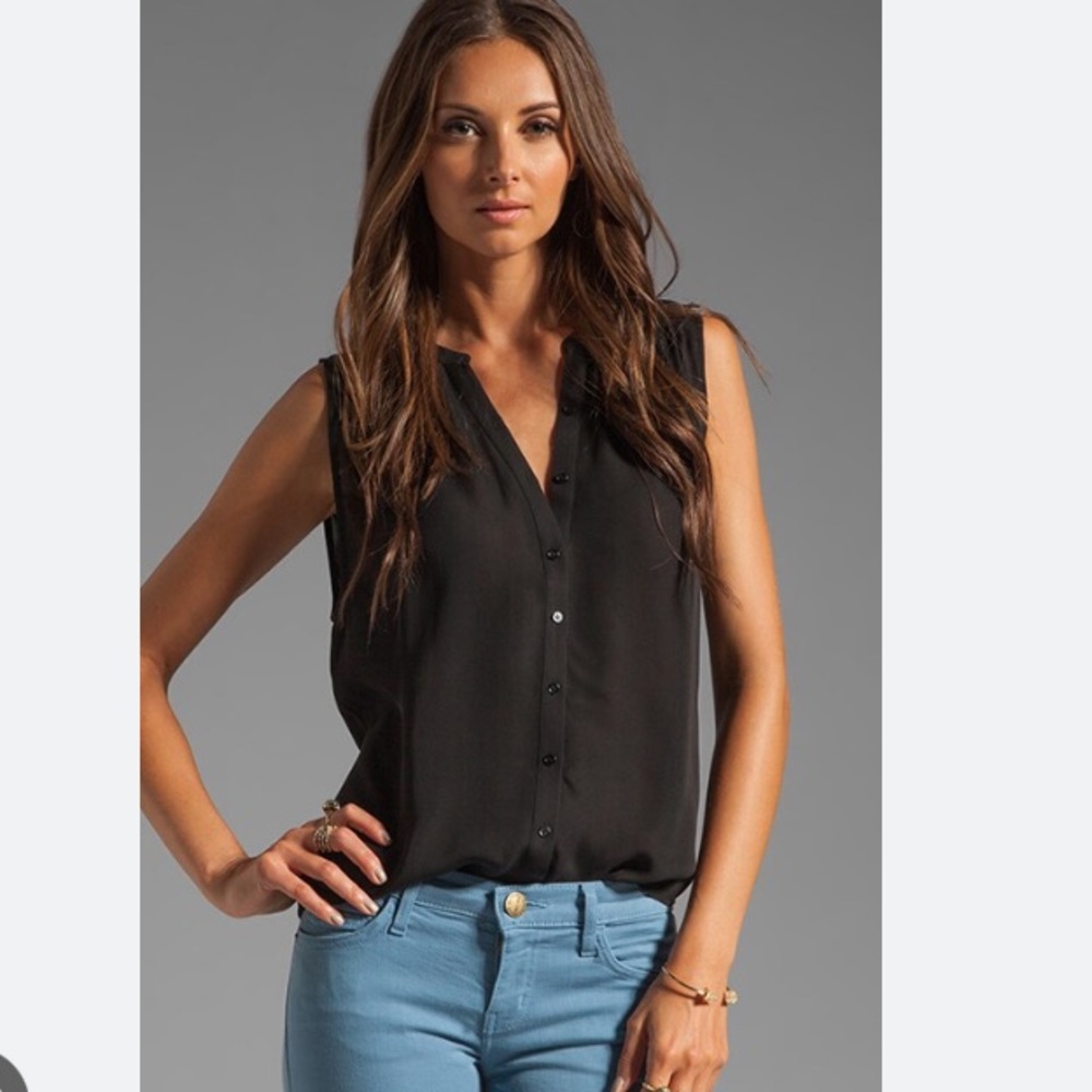 Joie Finnegan button up tank top, 100% silk button up sleeveless blouse GREY (S)